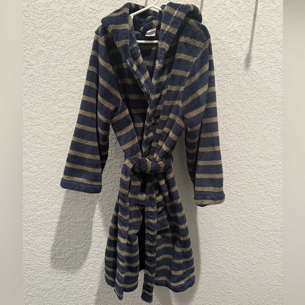 EUC Kids 7/8 Cozy Striped Hooded Robe by Tucker&Tate